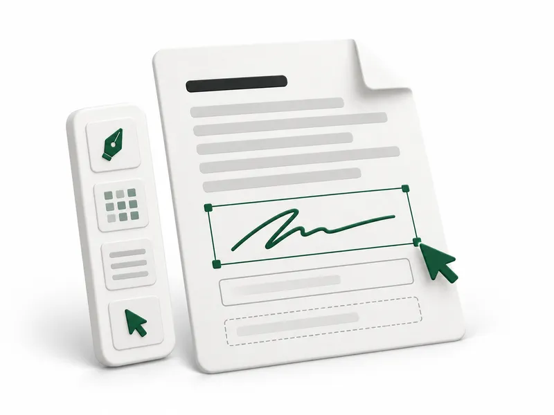 The Hyo Sign field editor: a signature field dragged onto a PDF page from a panel of field types.